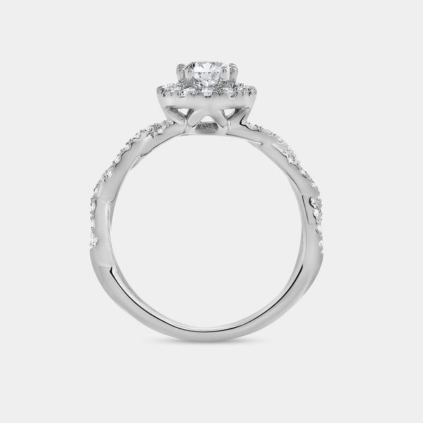 1 Carat Lab-Grown Diamond Round-Shaped Halo Engagement Ring with a Braided Shank — GILDED New York