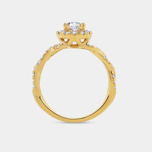 1 Carat Lab-Grown Diamond Round-Shaped Halo Engagement Ring with a Braided Shank — GILDED New York