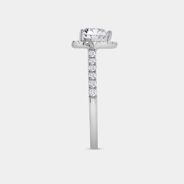 Gilded 1 and 1/3 Carat Lab-Grown Diamond Heart-Shaped Halo Engagement Ring with a Classic Studded Shank