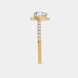 Gilded 1 and 1/3 Carat Lab-Grown Diamond Heart-Shaped Halo Engagement Ring with a Classic Studded Shank