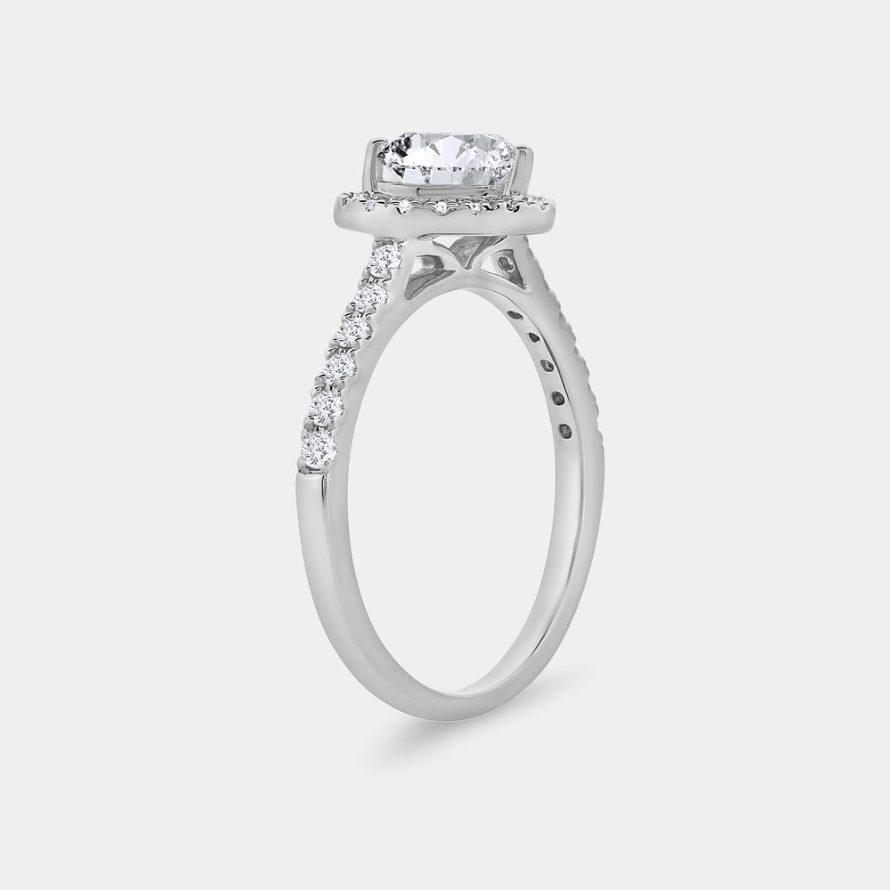 Gilded 1 and 1/3 Carat Lab-Grown Diamond Heart-Shaped Halo Engagement Ring with a Classic Studded Shank