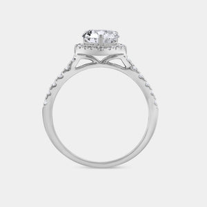 Gilded 1 and 1/3 Carat Lab-Grown Diamond Heart-Shaped Halo Engagement Ring with a Classic Studded Shank