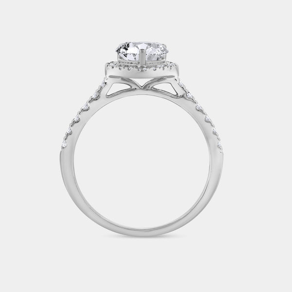 Gilded 1 and 1/3 Carat Lab-Grown Diamond Heart-Shaped Halo Engagement Ring with a Classic Studded Shank