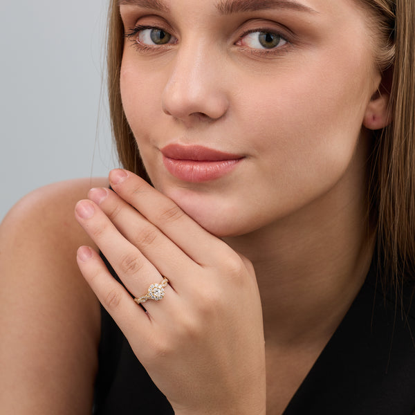 1 Carat Lab-Grown Diamond Oval-Shaped Halo Engagement Ring with a Braided Shank — GILDED New York