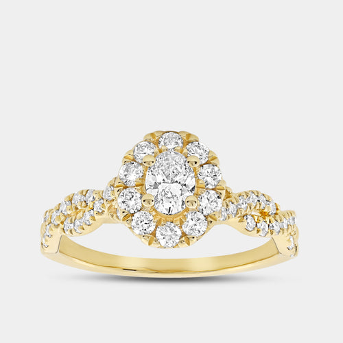 1 Carat Lab-Grown Diamond Oval-Shaped Halo Engagement Ring with a Braided Shank — GILDED New York