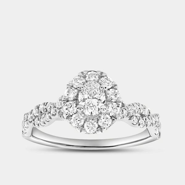 1 Carat Lab-Grown Diamond Oval-Shaped Halo Engagement Ring with a Braided Shank — GILDED New York