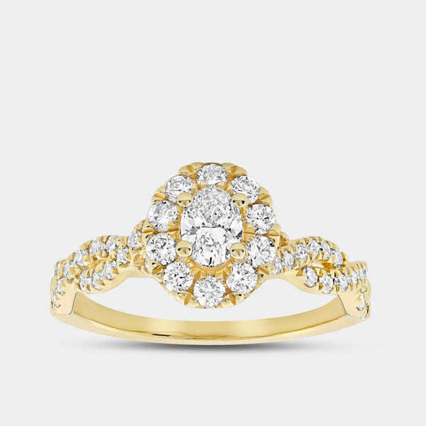 1 Carat Lab-Grown Diamond Oval-Shaped Halo Engagement Ring with a Braided Shank — GILDED New York