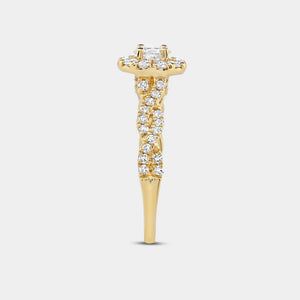 Gilded 1 Carat Lab-Grown Diamond Oval-Shaped Halo Engagement Ring with a Braided Shank