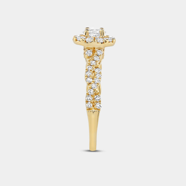 1 Carat Lab-Grown Diamond Oval-Shaped Halo Engagement Ring with a Braided Shank — GILDED New York