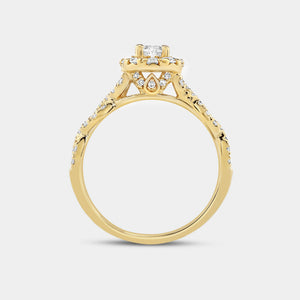Gilded 1 Carat Lab-Grown Diamond Oval-Shaped Halo Engagement Ring with a Braided Shank