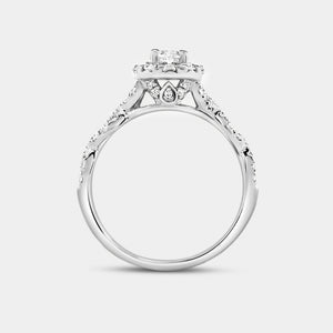Gilded 1 Carat Lab-Grown Diamond Oval-Shaped Halo Engagement Ring with a Braided Shank