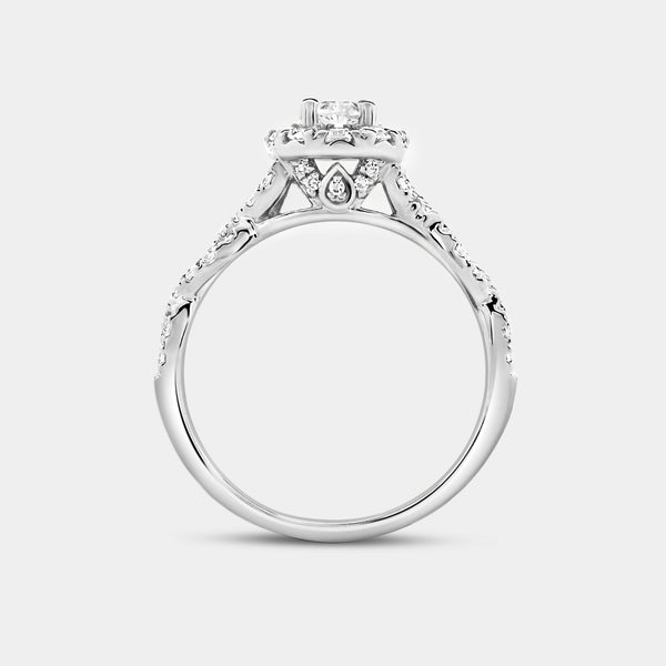 1 Carat Lab-Grown Diamond Oval-Shaped Halo Engagement Ring with a Braided Shank — GILDED New York