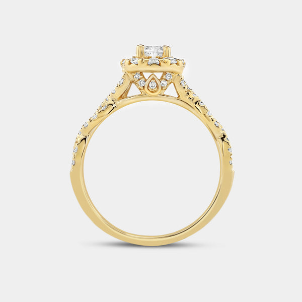 1 Carat Lab-Grown Diamond Oval-Shaped Halo Engagement Ring with a Braided Shank — GILDED New York