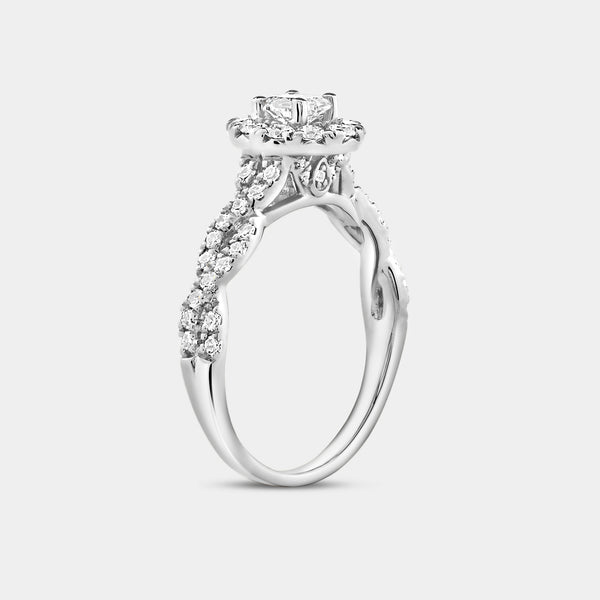 1 Carat Lab-Grown Diamond Oval-Shaped Halo Engagement Ring with a Braided Shank — GILDED New York