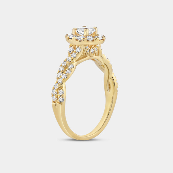 1 Carat Lab-Grown Diamond Oval-Shaped Halo Engagement Ring with a Braided Shank — GILDED New York