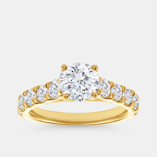 2 Carat Lab-Grown Diamond Solitaire Plus Engagement Ring with a Round-Shaped Center and Composite Sides — GILDED New York