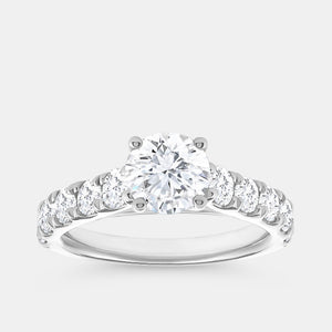Gilded 2 Carat Lab-Grown Diamond Solitaire Plus Engagement Ring with a Round-Shaped Center and Composite Sides
