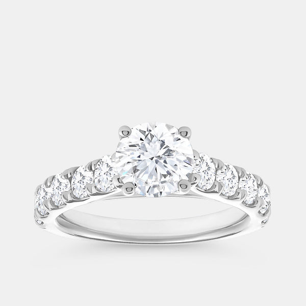 2 Carat Lab-Grown Diamond Solitaire Plus Engagement Ring with a Round-Shaped Center and Composite Sides — GILDED New York