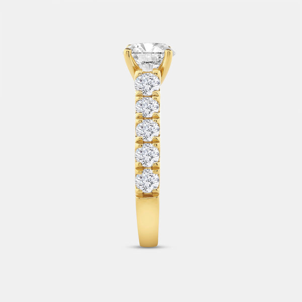 2 Carat Lab-Grown Diamond Solitaire Plus Engagement Ring with a Round-Shaped Center and Composite Sides — GILDED New York