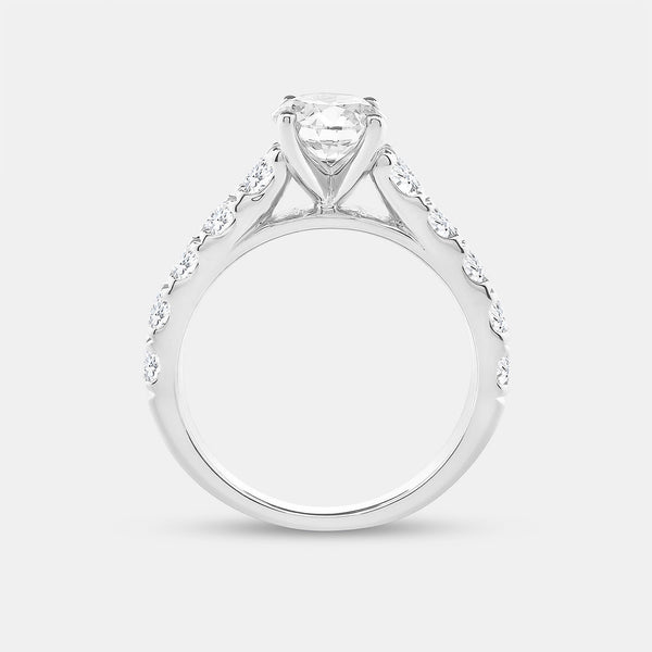 2 Carat Lab-Grown Diamond Solitaire Plus Engagement Ring with a Round-Shaped Center and Composite Sides — GILDED New York
