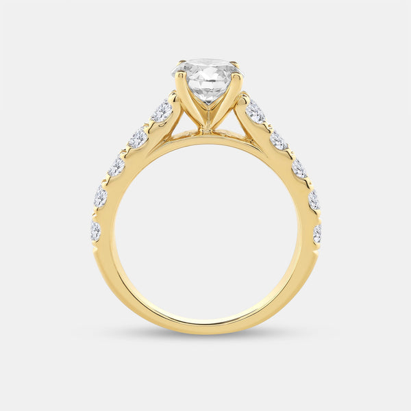 2 Carat Lab-Grown Diamond Solitaire Plus Engagement Ring with a Round-Shaped Center and Composite Sides — GILDED New York