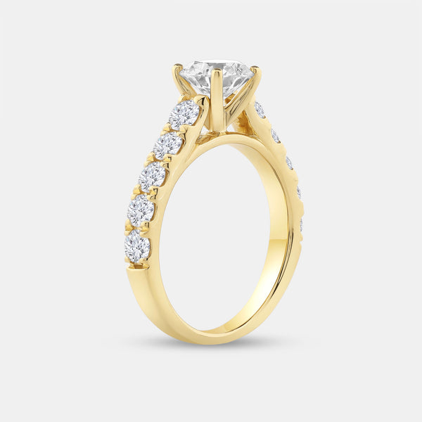 2 Carat Lab-Grown Diamond Solitaire Plus Engagement Ring with a Round-Shaped Center and Composite Sides — GILDED New York