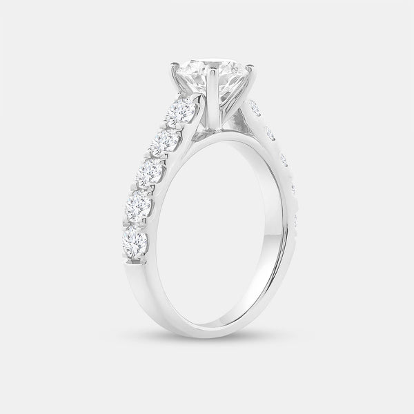 2 Carat Lab-Grown Diamond Solitaire Plus Engagement Ring with a Round-Shaped Center and Composite Sides — GILDED New York