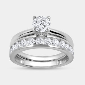 Gilded 1 and 1/2 Carat Lab-Grown Diamond Solitaire Round-Shaped Bridal Set