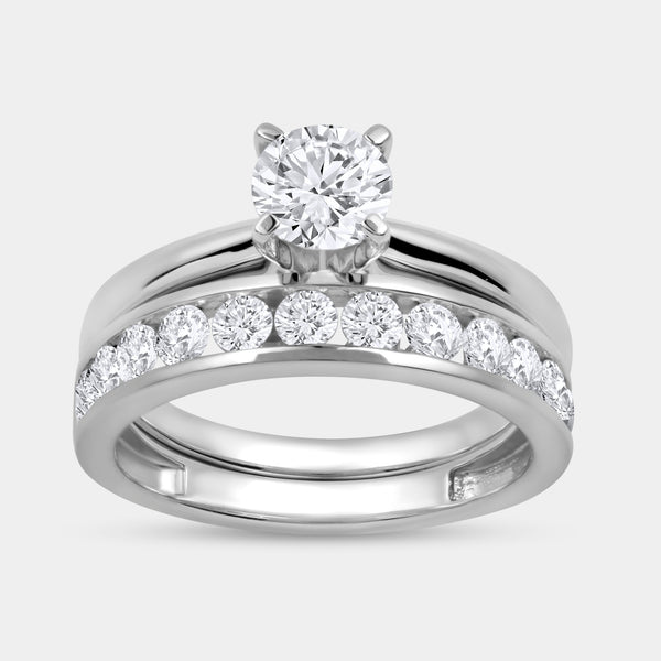 1 and 1/2 Carat Lab-Grown Diamond Solitaire Round-Shaped Bridal Set — GILDED New York