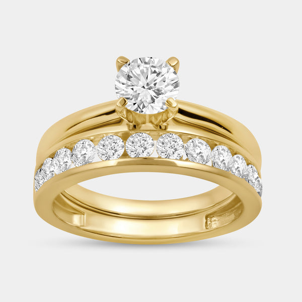1 and 1/2 Carat Lab-Grown Diamond Solitaire Round-Shaped Bridal Set — GILDED New York
