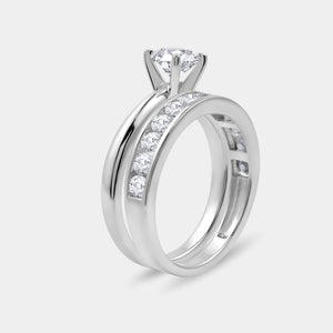 Gilded 1 and 1/2 Carat Lab-Grown Diamond Solitaire Round-Shaped Bridal Set