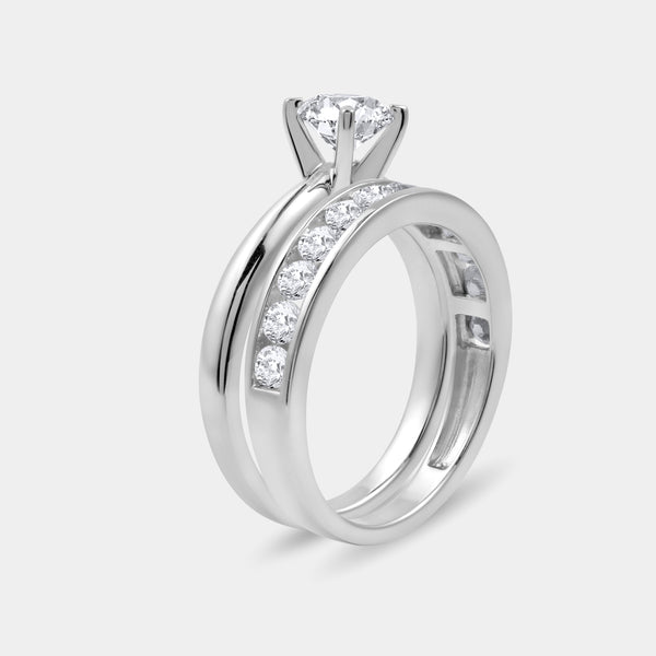 1 and 1/2 Carat Lab-Grown Diamond Solitaire Round-Shaped Bridal Set — GILDED New York