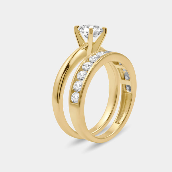 1 and 1/2 Carat Lab-Grown Diamond Solitaire Round-Shaped Bridal Set — GILDED New York