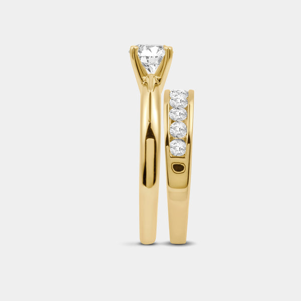 1 and 1/2 Carat Lab-Grown Diamond Solitaire Round-Shaped Bridal Set — GILDED New York