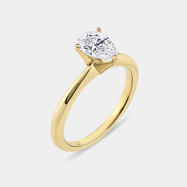 1 and 1/2 Carat Lab-Grown Diamond Solitaire Pear-Shaped Bridal Set — GILDED New York