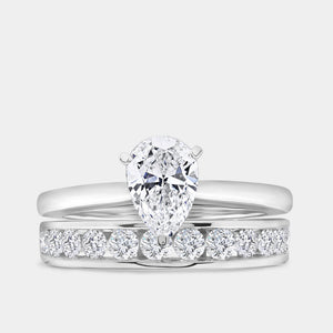 Gilded 1 and 1/2 Carat Lab-Grown Diamond Solitaire Pear-Shaped Bridal Set