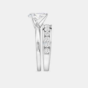 Gilded 1 and 1/2 Carat Lab-Grown Diamond Solitaire Pear-Shaped Bridal Set