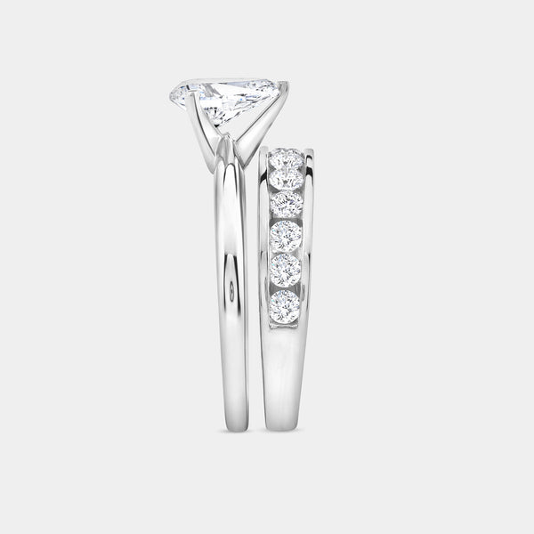 1 and 1/2 Carat Lab-Grown Diamond Solitaire Pear-Shaped Bridal Set — GILDED New York