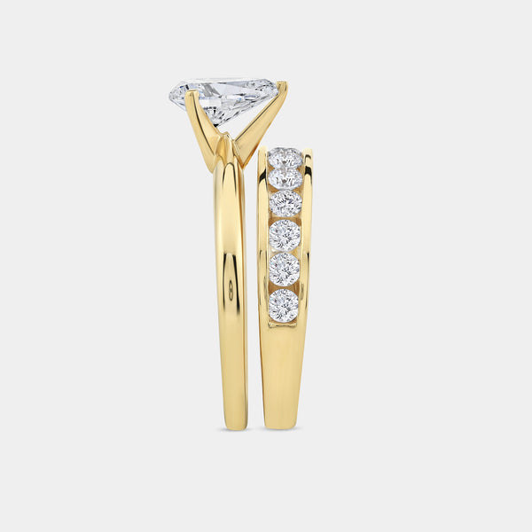 1 and 1/2 Carat Lab-Grown Diamond Solitaire Pear-Shaped Bridal Set — GILDED New York