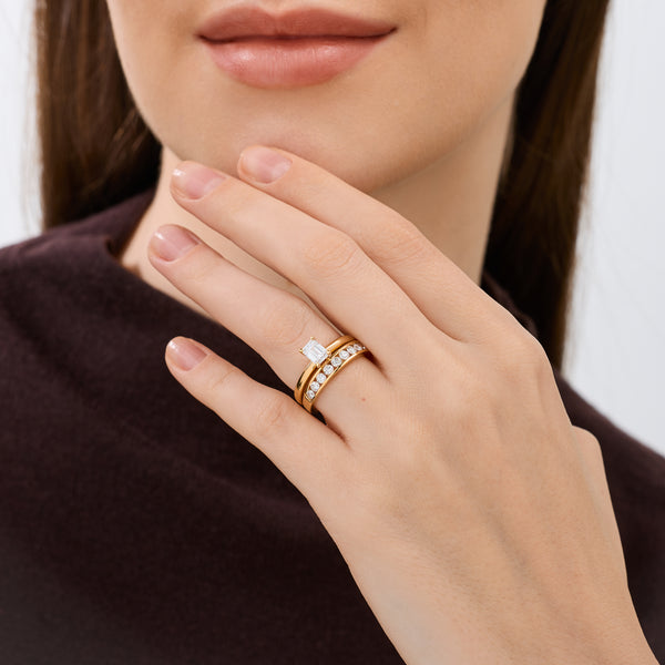 1 and 1/2 Carat Lab-Grown Diamond Solitaire Emerald-Cut Bridal Set — GILDED New York