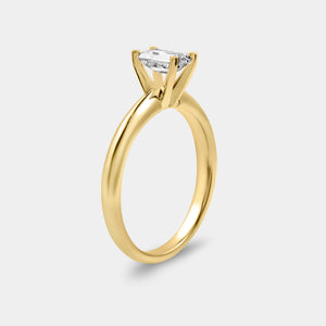 Gilded 1 and 1/2 Carat Lab-Grown Diamond Solitaire Emerald-Cut Bridal Set