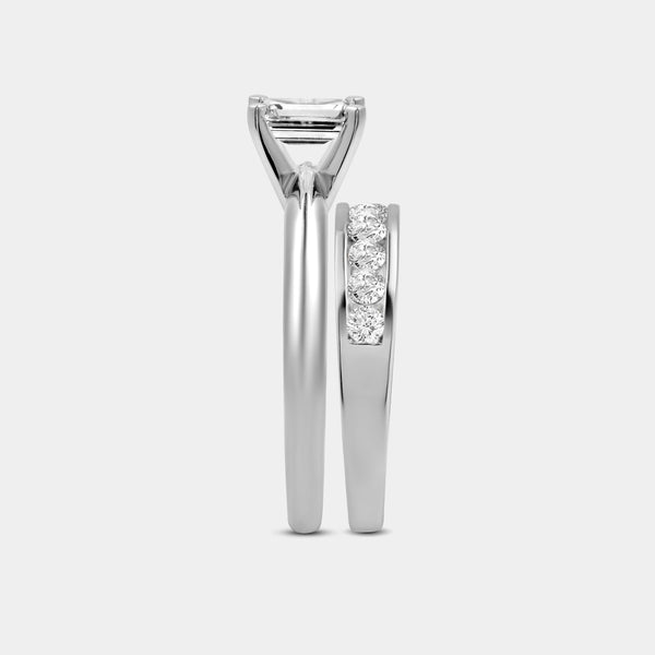 1 and 1/2 Carat Lab-Grown Diamond Solitaire Emerald-Cut Bridal Set — GILDED New York