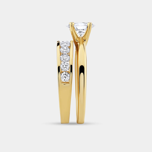 1 and 1/2 Carat Lab-Grown Diamond Solitaire Oval-Shaped Bridal Set — GILDED New York