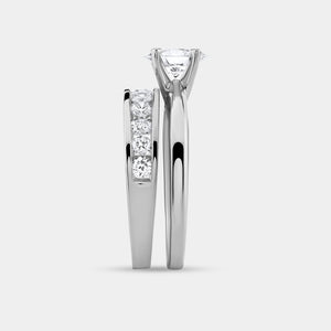 Gilded 1 and 1/2 Carat Lab-Grown Diamond Solitaire Oval-Shaped Bridal Set