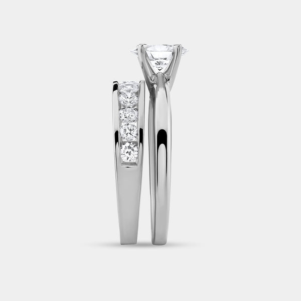 1 and 1/2 Carat Lab-Grown Diamond Solitaire Oval-Shaped Bridal Set — GILDED New York