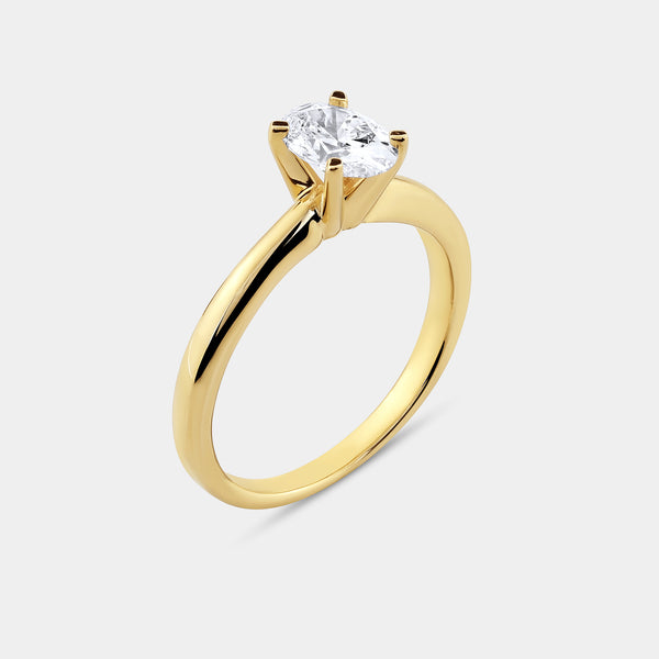 1 and 1/2 Carat Lab-Grown Diamond Solitaire Oval-Shaped Bridal Set — GILDED New York