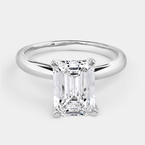 Gilded 3 Carat Lab-Grown Diamond Emerald-Cut Classic Solitaire Ring