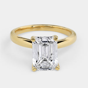 Gilded 3 Carat Lab-Grown Diamond Emerald-Cut Classic Solitaire Ring