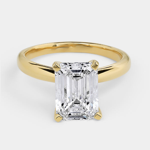 3 Carat Lab-Grown Diamond Emerald-Cut Classic Solitaire Ring — GILDED New York