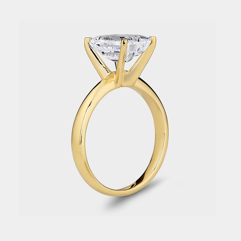 Gilded 3 Carat Lab-Grown Diamond Emerald-Cut Classic Solitaire Ring